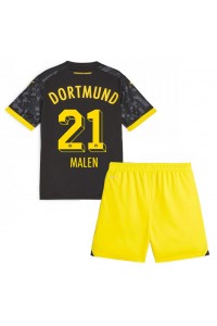 Fotbalové Dres Borussia Dortmund Donyell Malen #21 Dětské Venkovní Oblečení 2023-24 Krátký Rukáv (+ trenýrky)